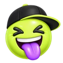 Lachender Smiley mit Zunge und Cap